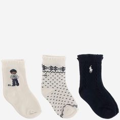 Set of three socks made from stretch cotton Details with Polo Bear and graphic pattern Multi Made in Korea Composition: 68% cotton, 26% polyester, 3% elastane, 3% polyamide Fendi Shirt, Hogan Shoes, Ralph Lauren Logo, Baby Girl Accessories, Margiela Shoes, Polo Bear, Gucci Hat, Kenzo Kids, Italian Outfits