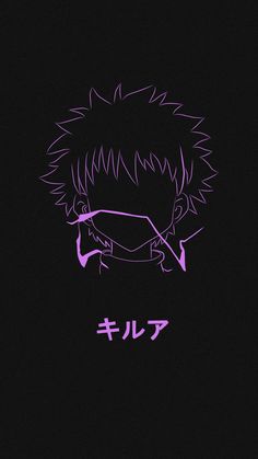 an anime character with purple hair and glasses on his face, in front of a black background