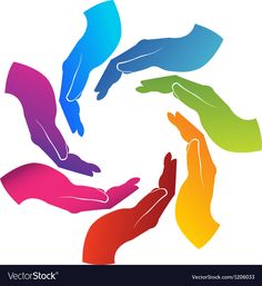 colorful hands holding each other in a circle