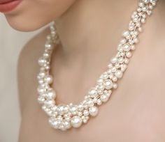 Girly Necklace, Big Pearl Necklace, Pearl Bracelet Wedding, Bridal Pearl Necklace, Pearl Necklace Wedding, Big Pearl, Bridesmaid Jewelry Sets