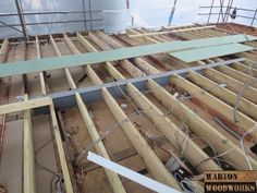 the floor joists are being constructed and ready to be installed