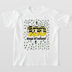 100 Days of schol 100 Bee T-shirt, Kids Unisex, Size: Youth XS, White White Graphic T-shirt For School, Back To School Graphic Print T-shirt, Casual White T-shirt For School Events, White Back To School T-shirt For College, White School Spirit T-shirt, White T-shirt For End Of School Year Events, School T-shirt With Graphic Design, Crew Neck, Fun Graphic Print T-shirt For School Events, White Screen Print T-shirt For School