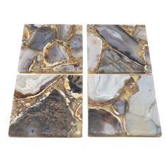 three pieces of marble with different colors