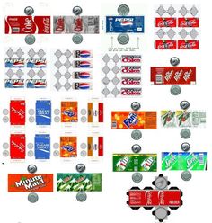 a collage of coca - cola cans and their labels