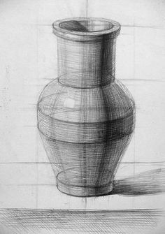 a black and white drawing of a vase