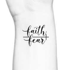 Faith Over Fear Tattoo, Faith Tattoo Designs, Tattoo Cursive, Tattoo Above Knee, Fear Tattoo, Biblical Tattoos, Tattoo Over Scar, Cursive Tattoos, Cross Tattoos For Women