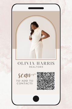 an advertisement for ollivia harris's realtors scan to add to contacts