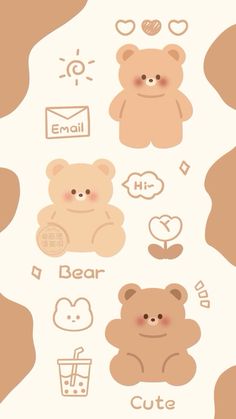 an image of two teddy bears with love messages on them and the words bear cutie