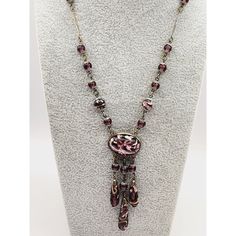 Antique Art Deco Purple Czech Glass & Wedding Cake Dangle Pendant Necklace Antique Jewelry From The Art Deco Era Features A Rare Purple Necklace With Glass Wedding Cake Dangles. Some Of The Beads Caps Have A Powdery Tone To Them. Measurement: Chain 15'', Pendant 3'' Condition: Good Vintage Era: Circa 1920's Signed: Unmarked Please Look At All The Photos, As They Are Part Of The Description. I Try My Best To Point Out Any Flaws. Also Please Remember This Is A Preloved Piece And May Show Signs Of Vintage Jewelry 1920, 1920 Gatsby, 1920s Necklace, Glass Wedding, Purple Necklace, Necklace Antique, Jewelry Antique, Art Deco Era, Antique Art Deco