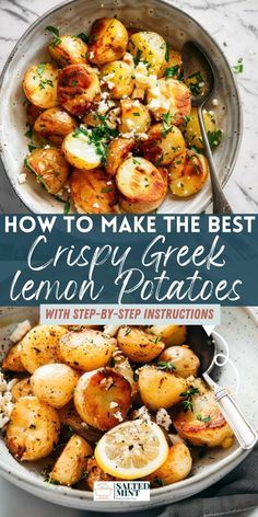 how to make the best crispy greek lemon potatoes with step - by - step instructions