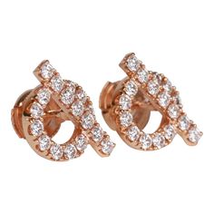 Hermes Diamond Finesse Earrings in 18k Rose Gold San Coloris with bar and ring motif pendant set and round brilliant cut diamonds with .92 ct weight. Origin: FranceCondition: Pristine; new or never Accompanied by: Hermes box, Hermes brown jewelry boxMeasurements: Diameter: .58", Width: .4" Luxury 14k Rose Gold Earrings, Luxury Rose Gold Brilliant Cut Earrings, Luxury Gold-tone Pierced Earrings, Hermes Earrings Gold, Hermes Rose Gold Bracelet, Hermes Jewelry, Hermes Box, Brown Jewelry, Gold Ounce