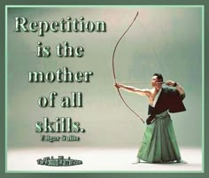 a man holding a bow and arrow in front of a quote from the book, respect is the mother of all skills