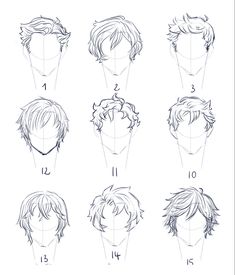 an anime character's head with different hair styles and how to draw the face