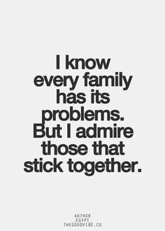 a quote that reads i know every family has its problems but i admire those stick together