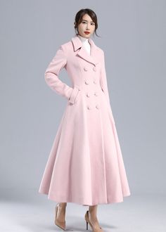 Pink Coat Outfit Classy, Pink Wool Coat, Women Winter Coat, Winter Coat Dress, Mode Mantel, Pink Clothes, London Trip, Pea Coats Women