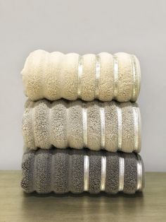 three towels stacked on top of each other