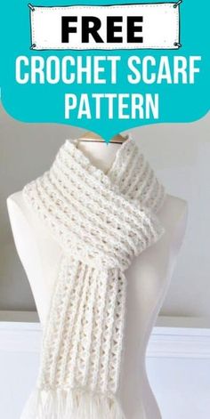 the free crochet scarf pattern is on display