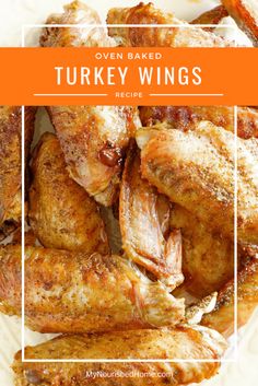 oven baked turkey wings with text overlay