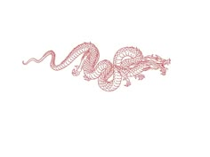 a drawing of a red snake on a white background