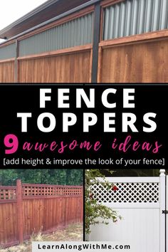 Adding extra height to your fence is a great way to maximise the privacy in your outdoor living space.  
Stop snooping neighbors by adding a fence topper to your existing fence (it can be done).   Or if you're building a new fence, having a unique fence topper is a quick way to add some personality to your fence. 
Make it look different than your neighbors. 
In this article we look at 9 fence toppers that can make your fence look better, add some height, and give your fence an makeover. Fence Toppers For Privacy, Create A Flower Bed, Wall Designs For Bedroom, Lattice Privacy Fence, Outdoor Ideas Garden, Garden Fencing Ideas, Wooden Privacy Screen, Garden Fence Decoration, Garden Fence Decor