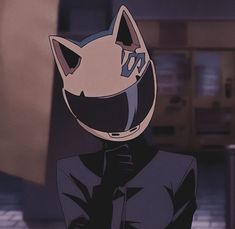 an anime character with a cat mask on