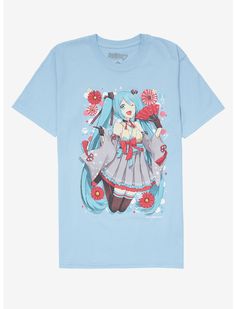 Hatsune Miku Lolita Boyfriend Fit Girls T-Shirt Outfit With Flowers, Hot Topic Store, Miku Chan, My Shopping List, Tokyo Fashion