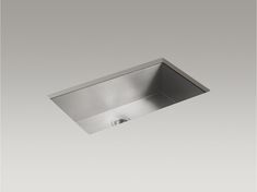 The distinctive  modern design of the Vault undermount sink lends a contemporary vibe to your kitchen. The spacious single bowl  handcrafted from stainless steel  is ideal for soaking and washing large pans. It features tightly angled corners to maximize basin space and a sloped bottom that helps with draining and cleanup. An engineered sound-absorption system significantly reduces disposal and dishwashing noise.MaterialsHandcrafted from 18-gauge stainless steelPremium 18-gauge stainless steelIn Large Kitchen Sinks, Single Sink Kitchen, Kohler Toilet, Kohler Kitchen, Circular Lighting, Stainless Steel Bowls, Single Bowl Sink, Single Bowl Kitchen Sink, Stainless Steel Bowl