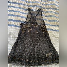 Free People Extra Small Sheer Beaded Dress Black Embellished Beach Dress, Black Sleeveless Embellished Sequin Dress, Summer Black Embellished Mini Dress, Black Sequin Festival Dress, Black Sequined Dresses For Festivals, Black Sequined Dress For Festival, Embellished Sleeveless Mini Dress For Festival, Spring Black Embellished Sequin Dress, Spring Embellished Black Sequin Dress