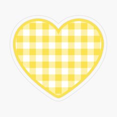 a heart shaped yellow and white checkered pattern sticker on a white background,