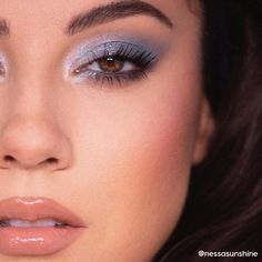 The coolest palette for blue + silver lovers 💙🔗 Pop Of Blue Eye Makeup, Blue Makeup Looks For Wedding, Silver Hooded Eye Makeup, Best Makeup For Blue Eyes And Brown Hair, Midnights Era Makeup Ideas, Blue Eyeshadow Wedding Makeup, Grey And Blue Makeup, Dusty Blue Wedding Makeup, Elsa Frozen Makeup Look