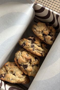 chocolate chip cookies in a box on a table