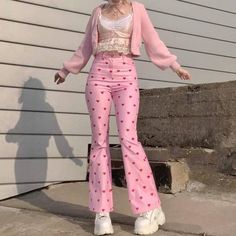 US Size: S, M ,L Measuring: S: Waist 66 CM, Hips 90 CM. M: Waist 70 CM, Hips 94 CM. L: Waist 74 CM, Hips 98 CM. .Material: Polyester Item Type: Pants Gender: Woman Color: Pink Style: fashion Pink Outfits Aesthetic, Pink Pants Outfit, Outfit Rosa, Grunge Outfits 90s, Neon Prom Dresses, Style Kawaii, Homecoming Outfits, Looks Street Style, Pink Style