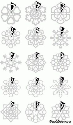 the snowflakes are designed to look like they have been cut out from paper