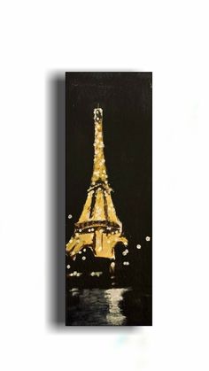 a painting of the eiffel tower at night