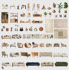 a large collection of furniture and decor items