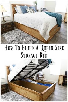 how to build a queen size storage bed