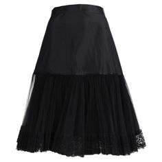 Gianfranco Ferré black skirt. Long skirt decorated with lace and tulle. Cocktail Skirts, Chanel Skirt, Tulle Skirt Black, 20th Century Fashion, Latest Skirts, Gianfranco Ferre, Cocktail Attire, Fringe Skirt, Skirt Long