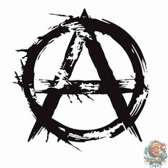 the anarchy symbol is drawn in black ink