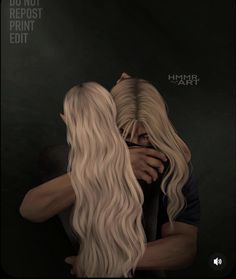 two people hugging each other in front of a dark background with the words do not repost print edit