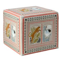 a decorative box with animals painted on it