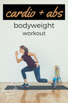 a woman doing the cardio + abs bodyweight workout