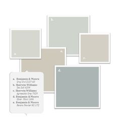 several different shades of gray and white with the words decor on it in black, white,