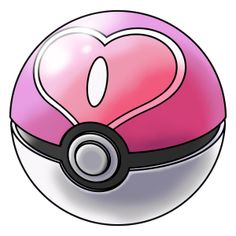 a pink and white ball with a heart on it's side, in the shape of a pokeball