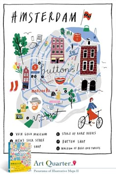 an illustrated map of amsterdam with the names and locations