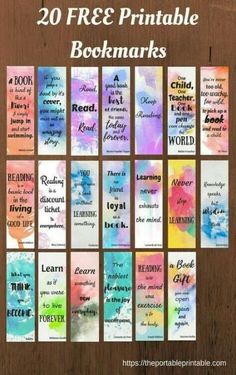 the 20 free printable bookmarks for children to use on their bookshelves