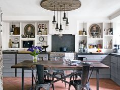 the kitchen is clean and ready to be used as a dining room or family room