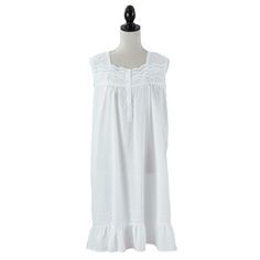 This chic Embroidered Design Nightgown is not only a beautiful piece of sleepwear, but also highly practical, made with 100% cotton for extra softness and durability. Ideal to lounge in or sleep, the white cotton nightgown is a versatile addition to your sleepwear wardrobe. The design is sleeveless, perfect for warm nights. White Night Gown, Embroidered Nightgown, White Cotton Nightgown, Sleeveless Nightgown, One Piece Clothing, Cotton Nightgown, Nightgowns For Women, One Piece Pajamas, Embroidered Neckline