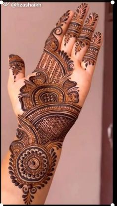 the hand is decorated with intricate designs