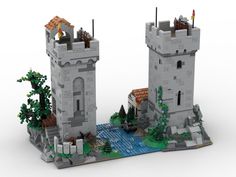 a castle made out of legos on a white background