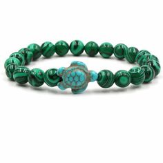 Unique Natural Energy Stone  Healing Malachite With Turquoise Turtle Bracelet Stunning Bracelet Modern Design / 095  Green & Blue Color Brand new  MSRP of this bracelet is $35.00 Buy now before it's gone. You can't go wrong with this elegant bracelet. The upscale craftsmanship and quality. Brand new with tag. Tracking Bracelet, Save The Sea, Save The Sea Turtles, Sea Turtle Bracelet, Save The Turtles, Bracelets Style, Save The Ocean, Turtle Bracelet, Volcanic Stone